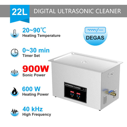 22L High-Power Ultrasonic Cleaner 900W