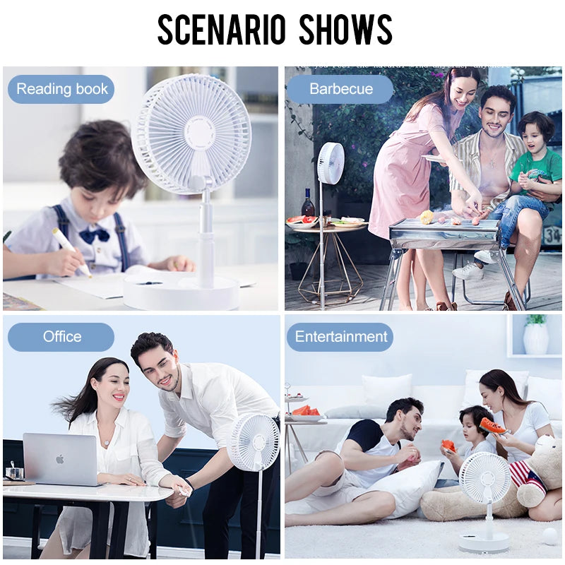 Portable Folding Fan Rechargeable with Carry Bag and Remote
