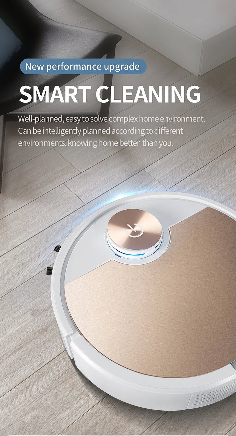 Gold Smart Robot Vacuum with App and Remote Control