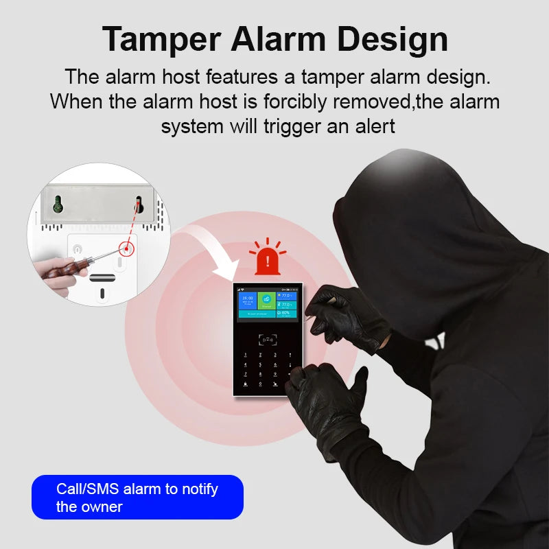 4.3 Inch Smart WiFi GSM Burglar Alarm with Temperature Display