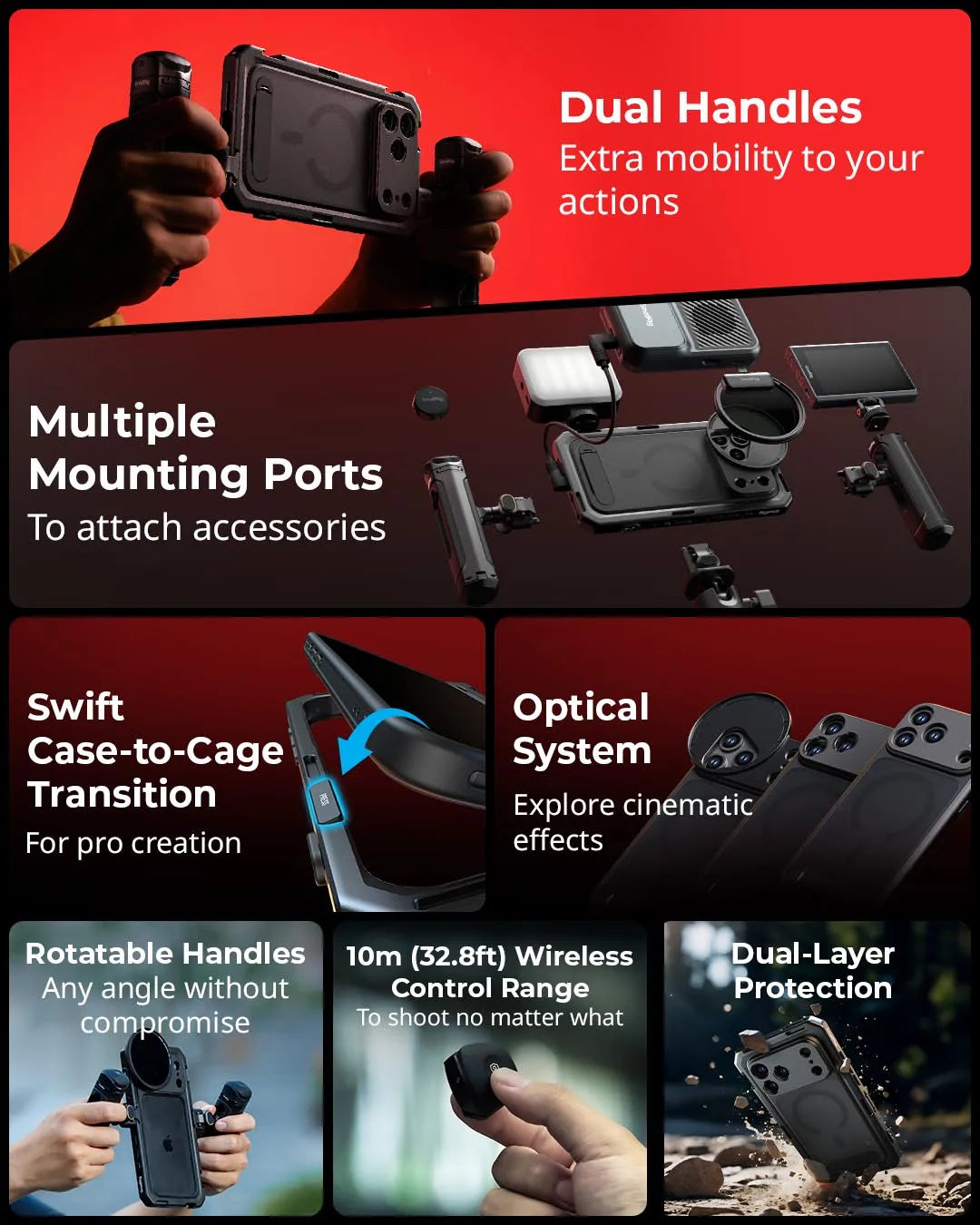 Dual Handheld Mobile Rig Kit for iPhone 17 Pro Stable Footage