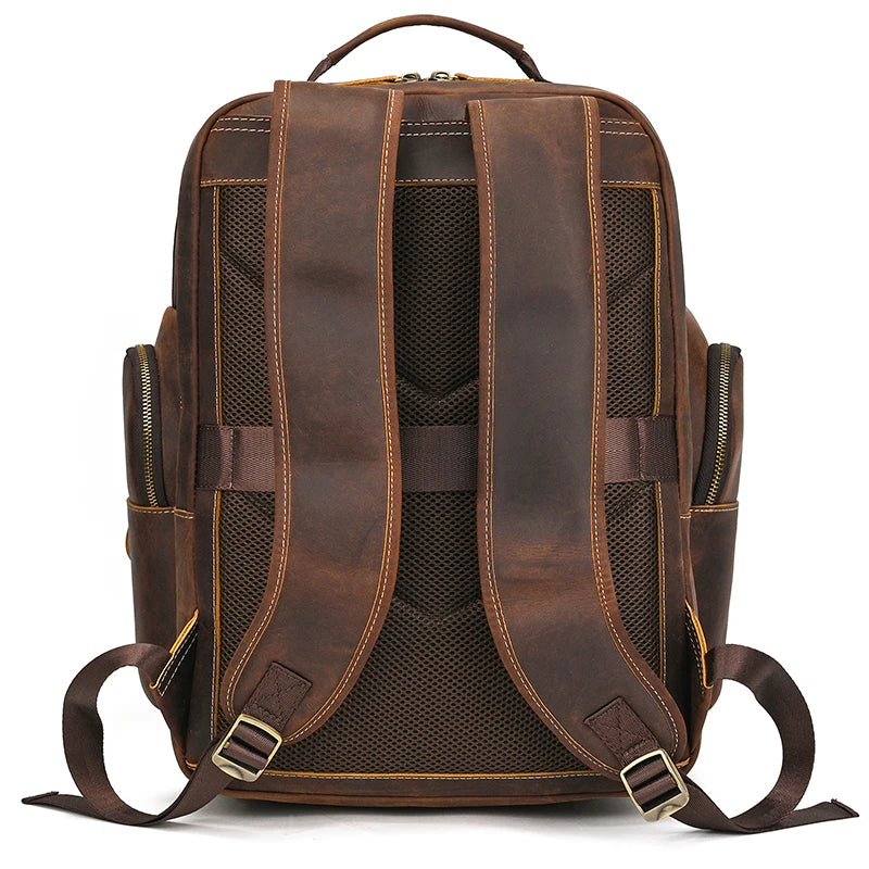 Business Leather Laptop Backpack Double Layer