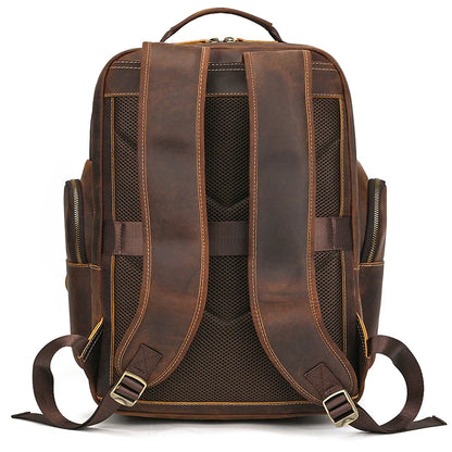 Business Leather Laptop Backpack Double Layer
