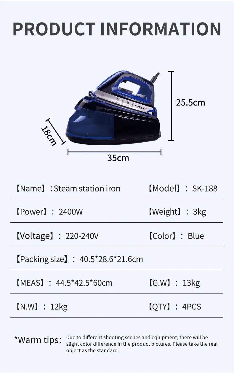 Portable 360 Degree Freestyle Steam Iron with Power Base