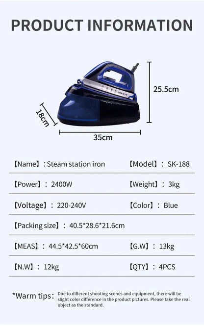 Portable 360 Degree Freestyle Steam Iron with Power Base