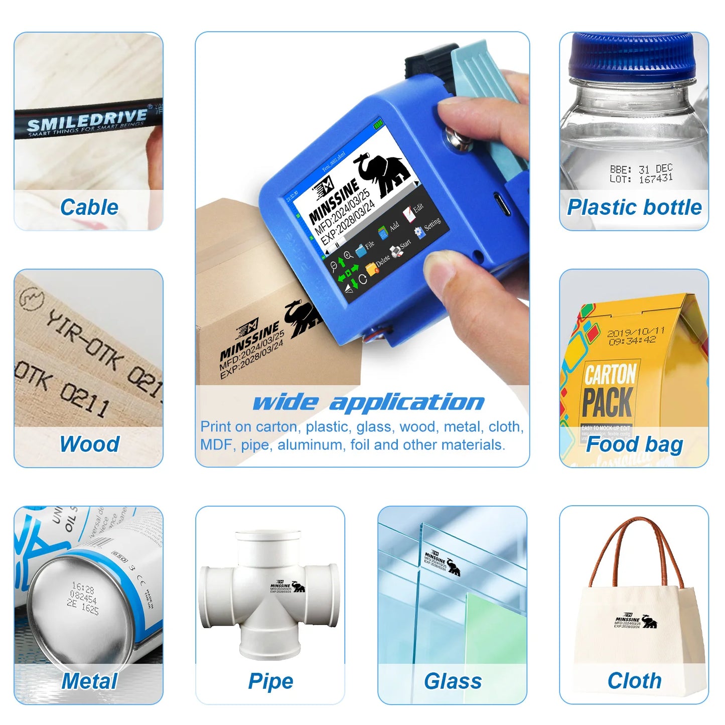 Portable Handheld Inkjet Printer QR Barcode Date Coder