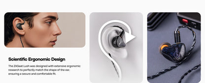 HiFi Wired Earbuds Hybrid Drivers Neutral Sound Silver Blue
