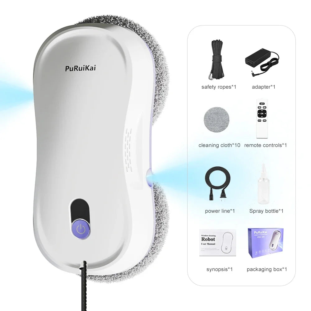 Smart Window Cleaning Robot with Electric Spray and Remote Operation