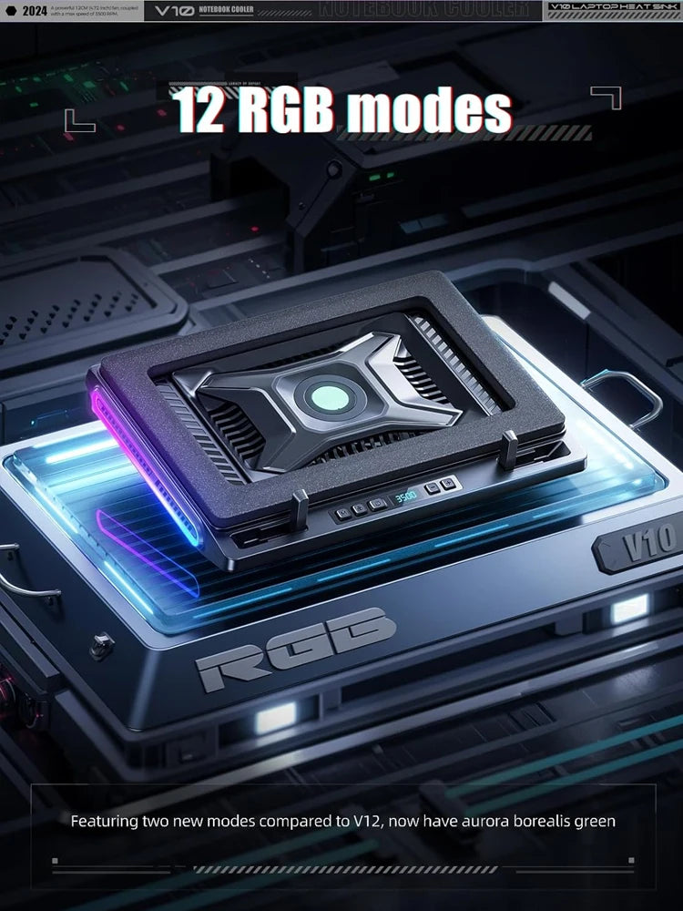 RGB Laptop Cooling Stand Black with Turbo Fan USB Hub