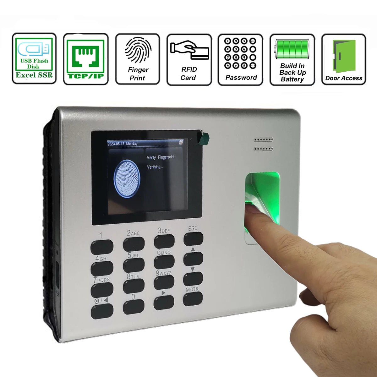 Smart Biometric Time Clock Recorder with RFID Card Access