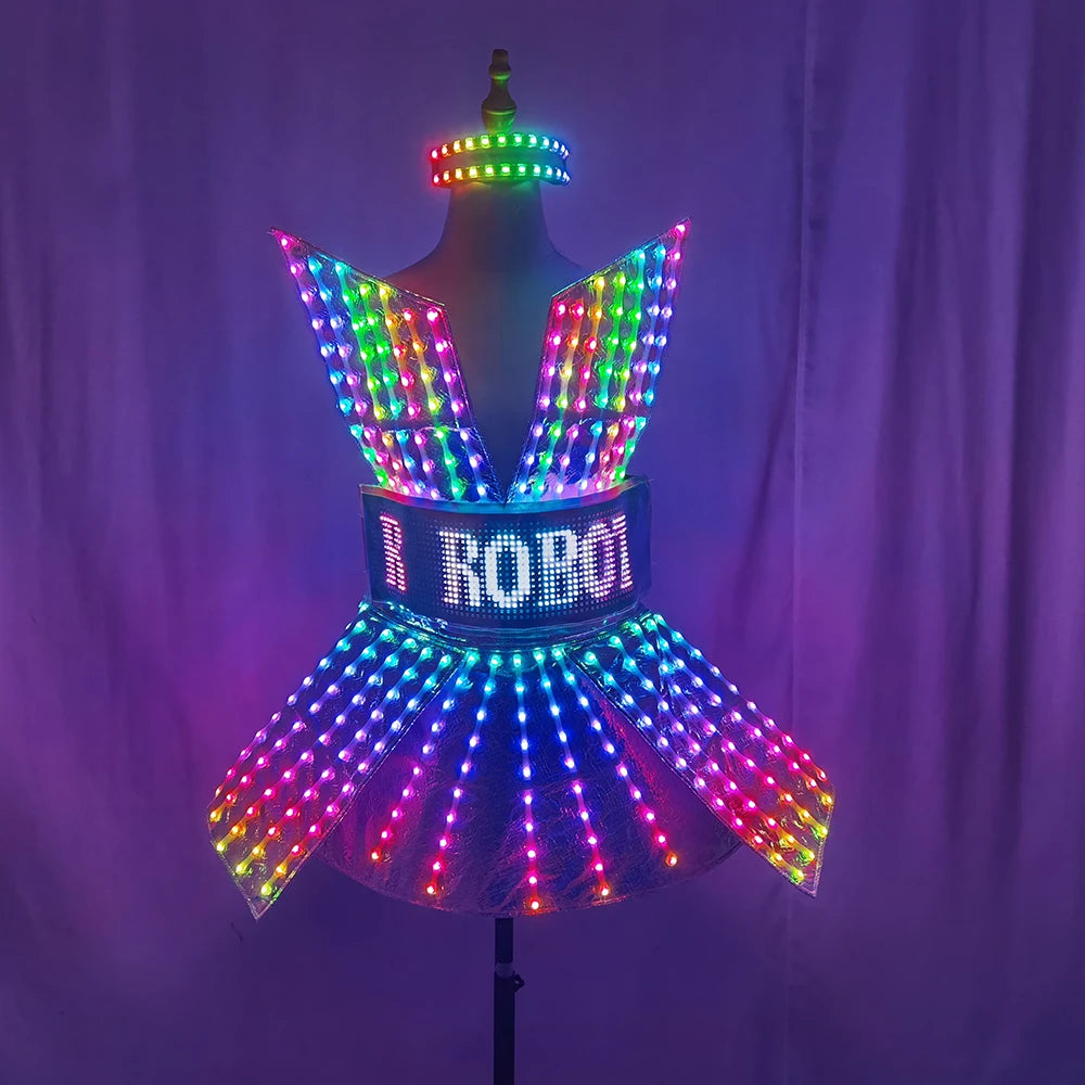 Shiny Laser Mirror Party Dress with LED Light Effects