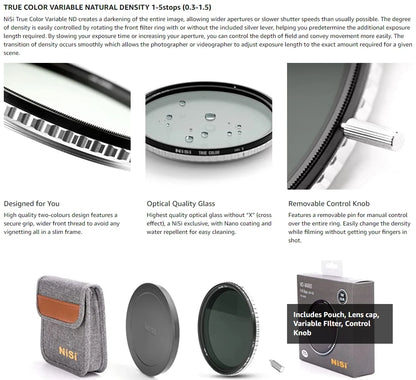 49mm ND Vario Filter Adjustable Light Control