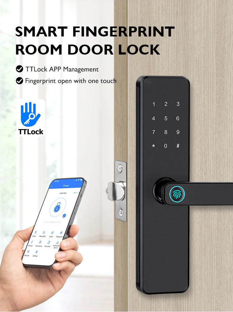 Digital Smart Door Lock Fingerprint Touchscreen PIN Card