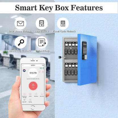 32-Key Digital Key Storage Safe Blue