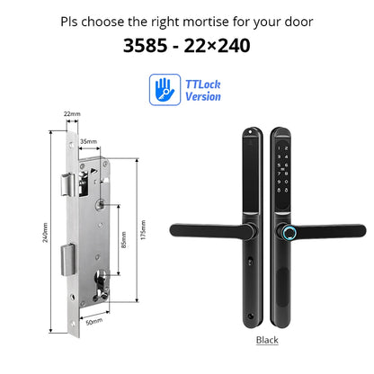 Keyless Outdoor Door Lock RFID App Control Black