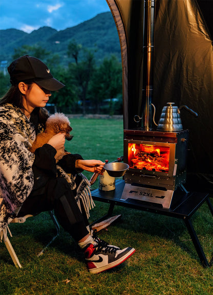 Portable Outdoor Firewood Fireplace Camping Heating Stove