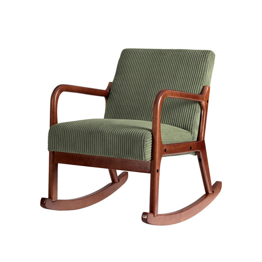 Modern Rocking Armchair with Corduroy Upholstery