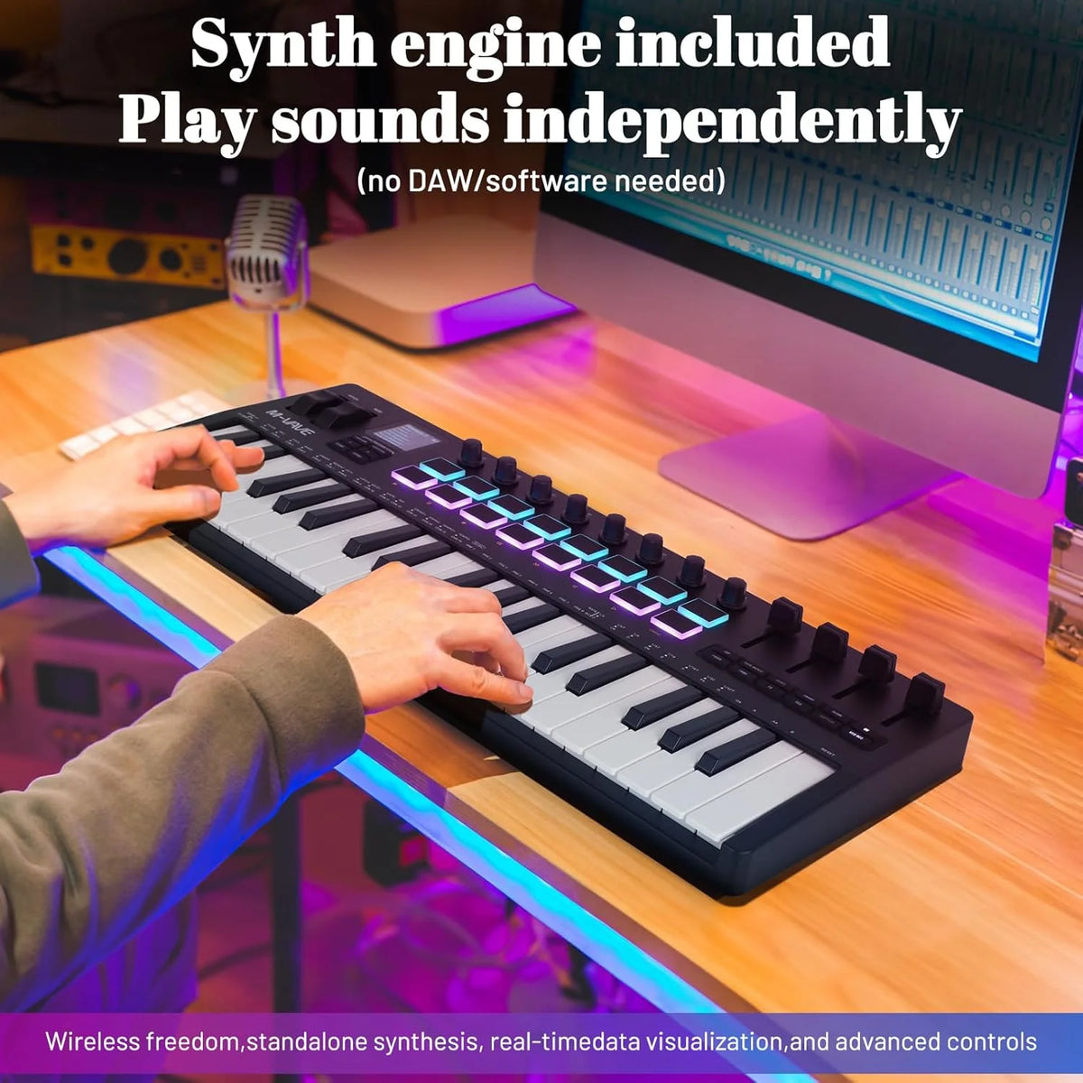 Portable 37-Key MIDI Controller with Synth Engine