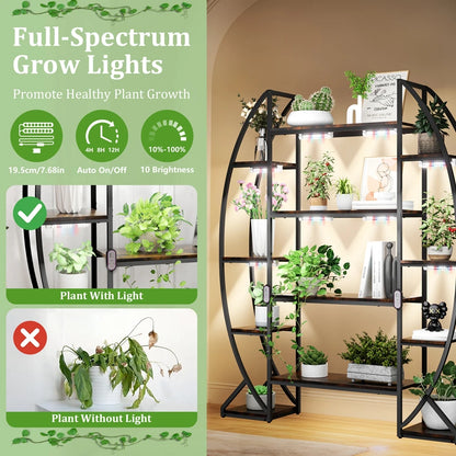 Multilayer Ladder Plant Stand Shelf with Indoor Grow Lights