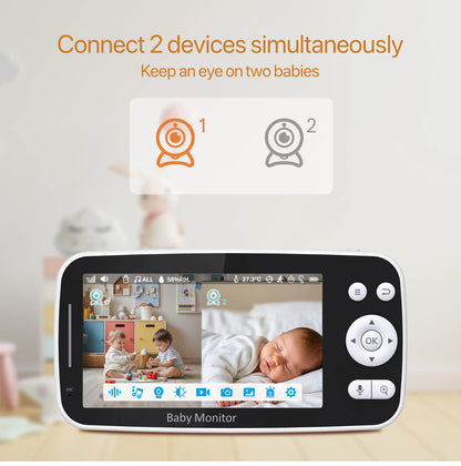5 Inch 1080p Wireless Baby Monitor 32GB Two-Way Audio Camera