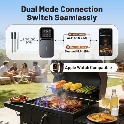Smart Wireless Meat Thermometer 3 Probes WiFi Bluetooth 25H