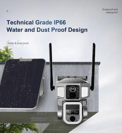 4G Solar Powered 4K Outdoor Security Camera Dual Screen