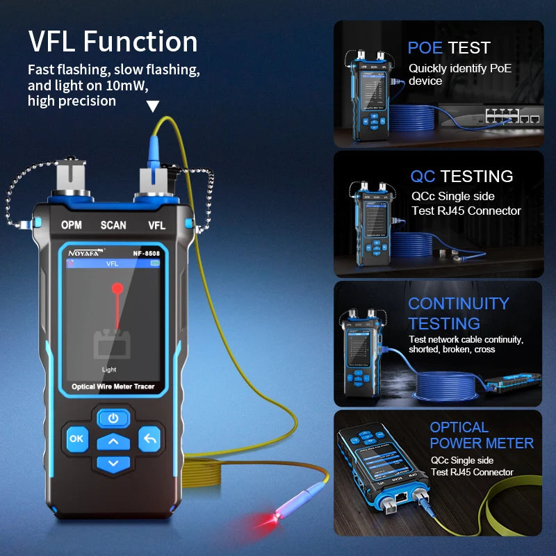 Professional Network Cable Tester with Optical Power Meter and VFL
