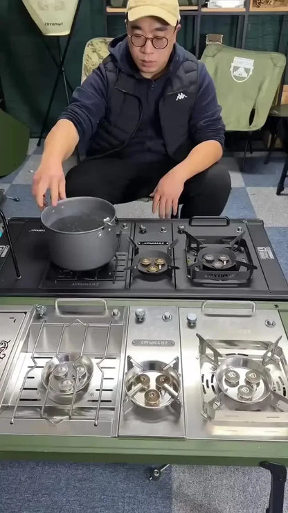 8000W 3 Burner Portable Gas Camping Stove Stainless Steel