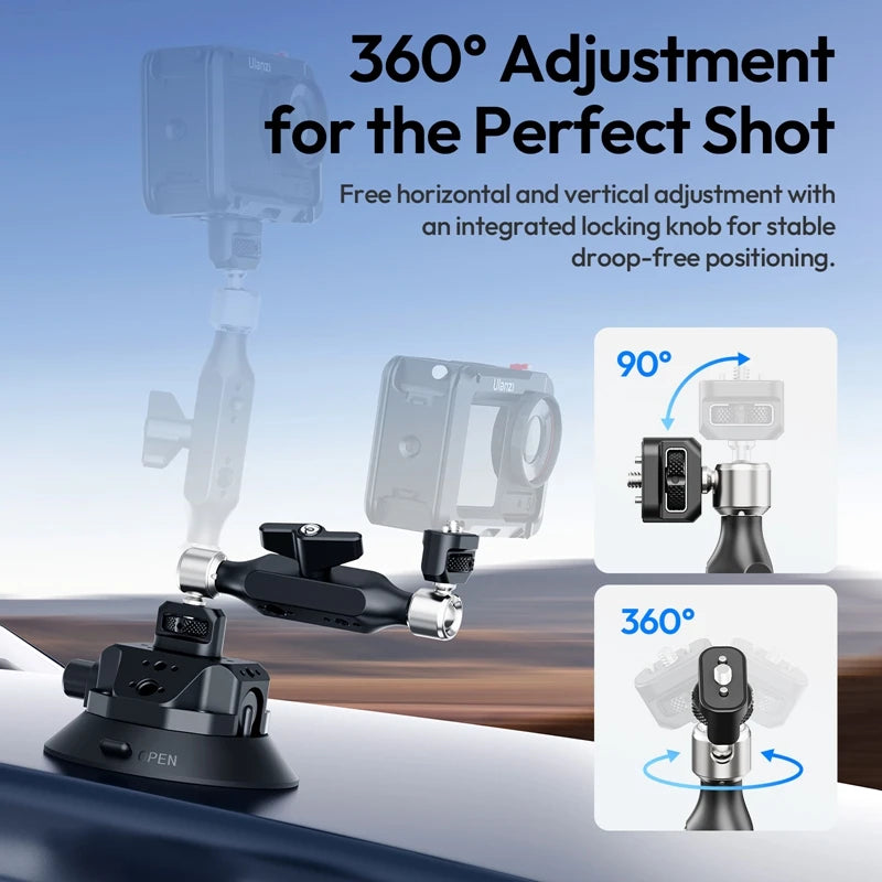 Vehicle-Mount 3-Arm Suction Cup Camera Bracket