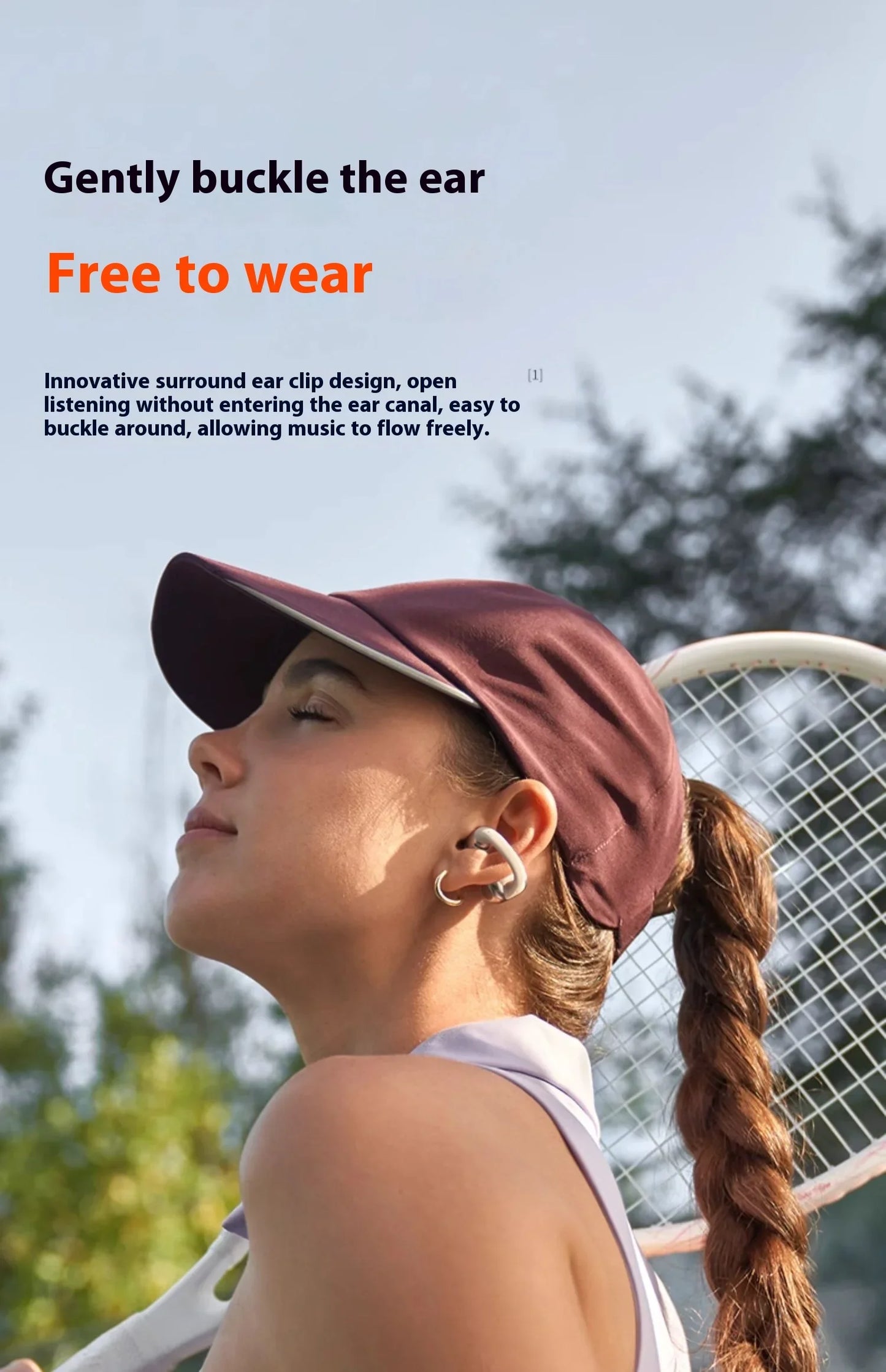 White Bluetooth Ear Clip Headphones Lightweight Hifi