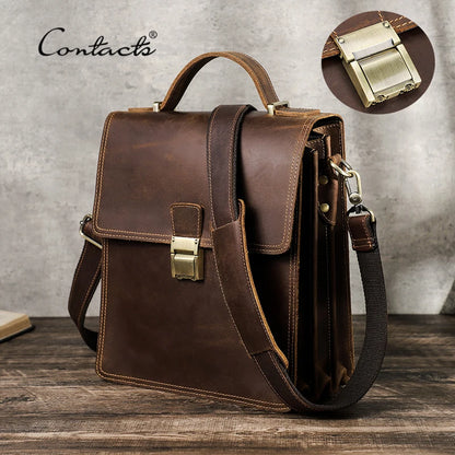 Genuine Leather Shoulder Bag Male Handbag for Tablet