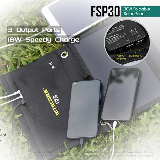 30W Portable Solar Panel with USB C Fast Charging