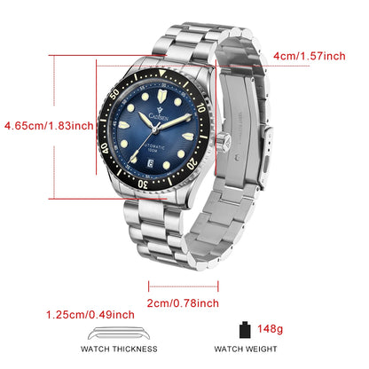 Luxury Automatic Watch Ceramic Bezel Waterproof Blue