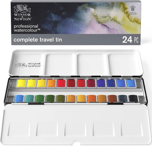 Professional Watercolour Paint Set 24 Colours with Brush