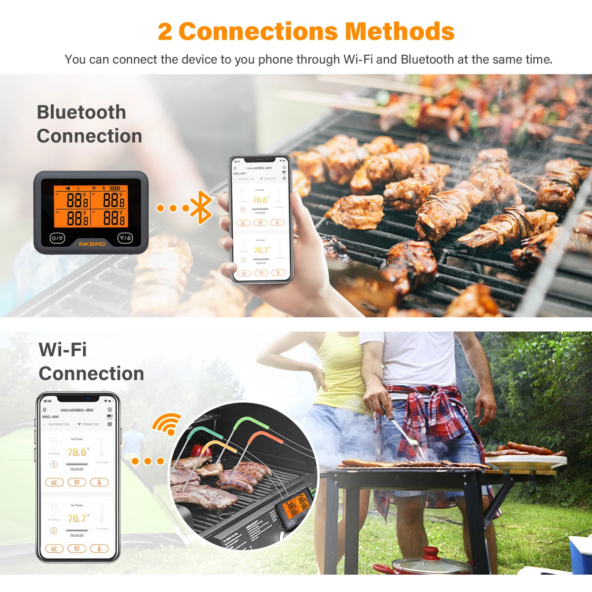WiFi Meat Thermometer 4-Probe BBQ Digital Thermometer