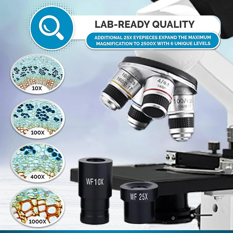 HD Binocular Microscope 40X to 5000X for Lab and Study
