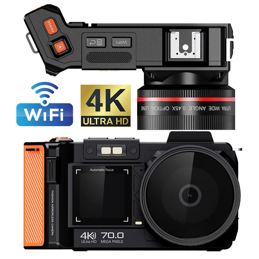 Digital Camera 4K 70MP Dual Screen 50X Zoom Autofocus