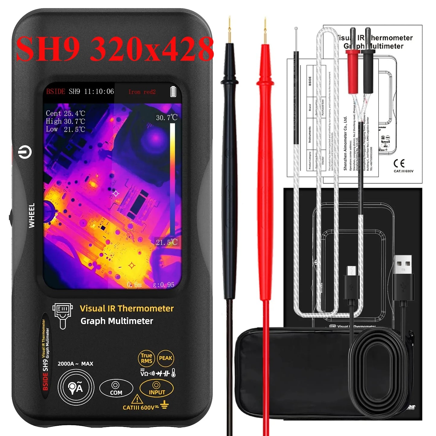 SH9 Professional 320x428 Thermal Imager Multimeter for Technicians