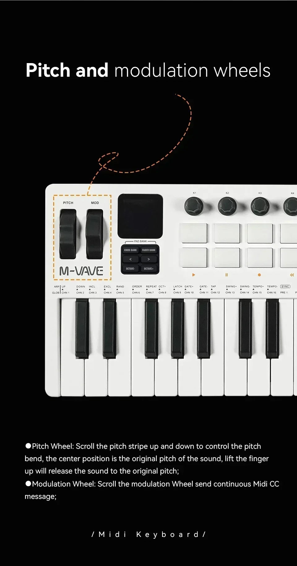 Portable 37-Key MIDI Controller with Built-In Synth Engine