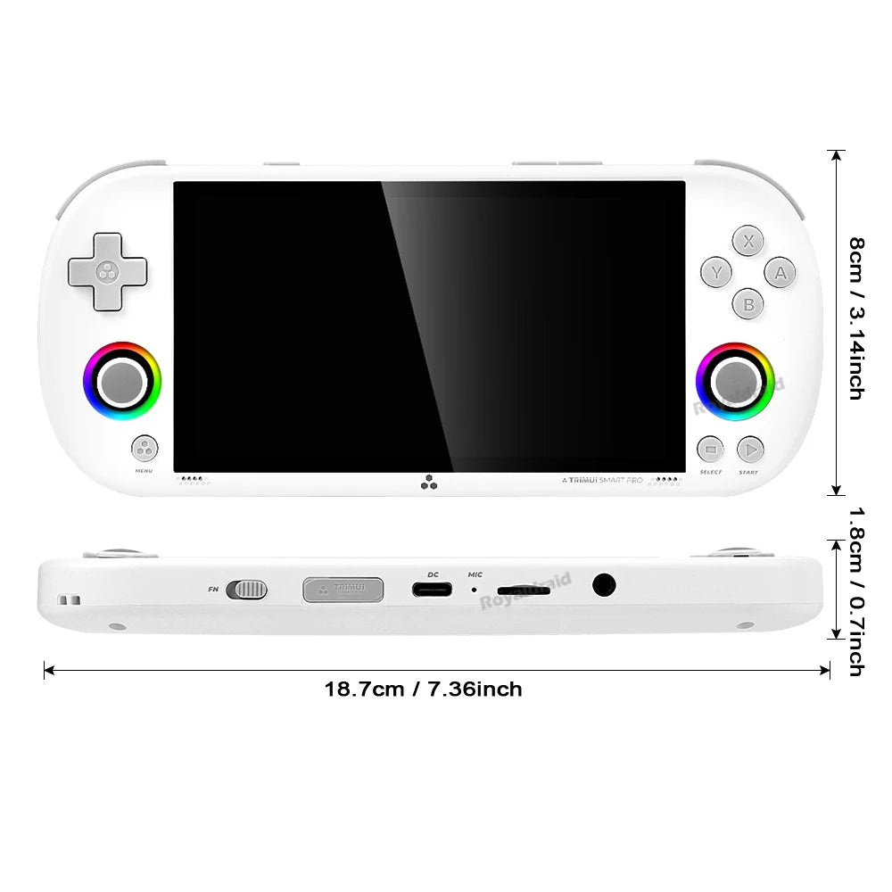 White Portable Retro Gaming Console with RGB Lighting