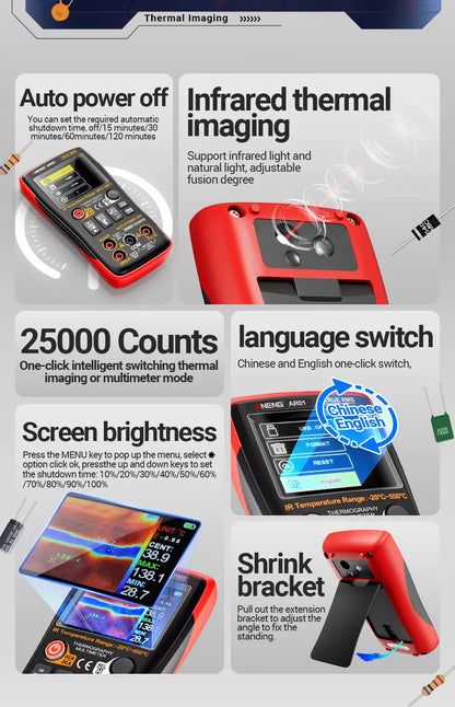 Thermal Imaging Pro Multimeter High-Accuracy 250Mohm Tester