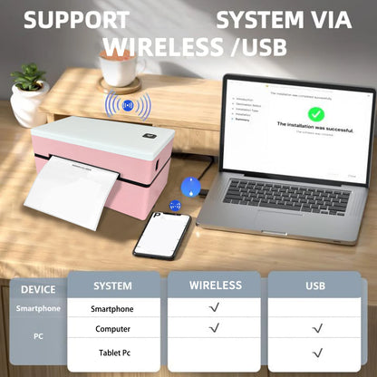 Portable 4 Inch Thermal Label Printer Bluetooth USB