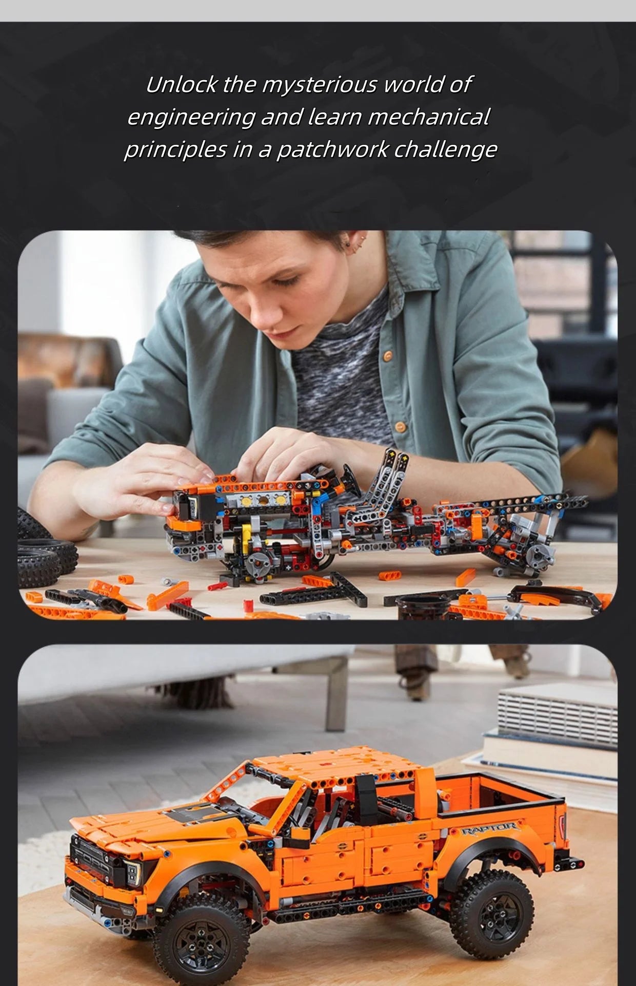 1:10 Scale Off-Road Pickup Truck Building Blocks Set