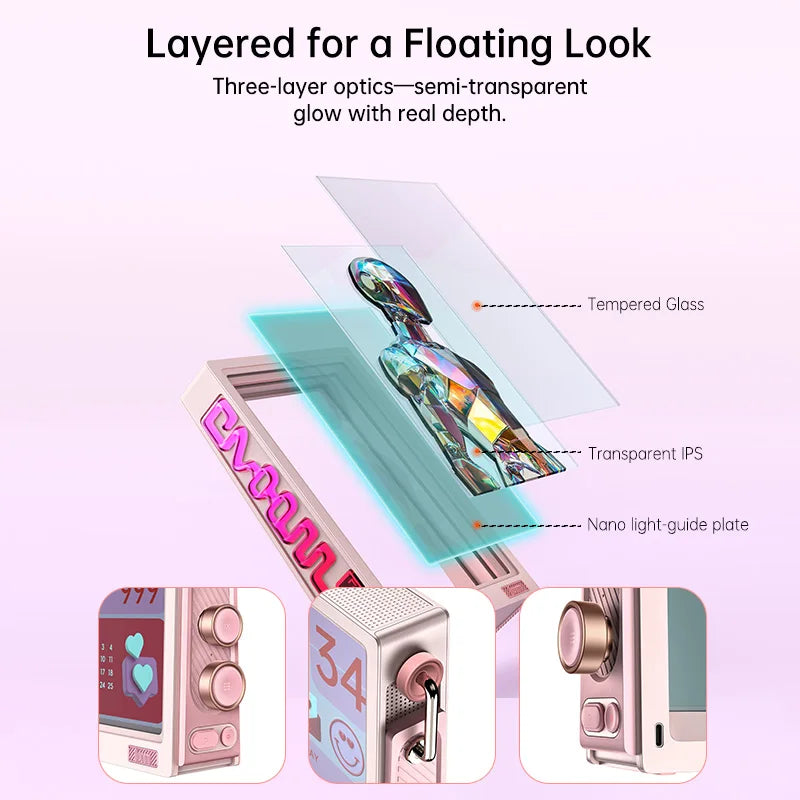 WiFi Smart Pixel Display Pink with Weather and Calendar