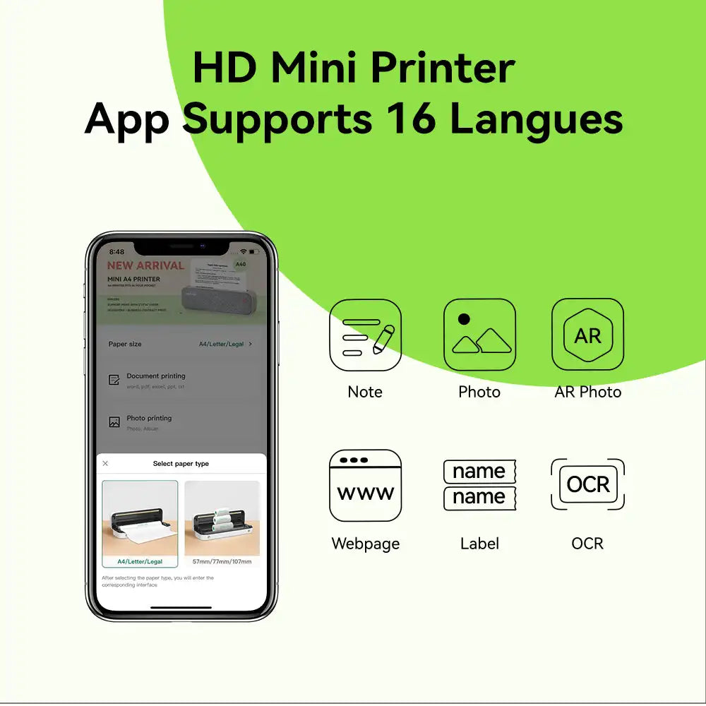 Wireless Inkless A4 Printer for Home and Office Use