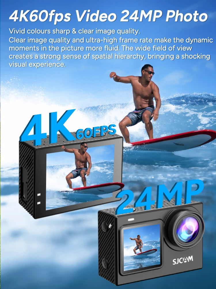 4K Action Cam with 6-Axis Stabilisation and Dual Display