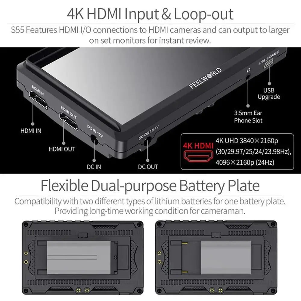 5.5 Inch DSLR Camera Field Monitor 1280x720 HD
