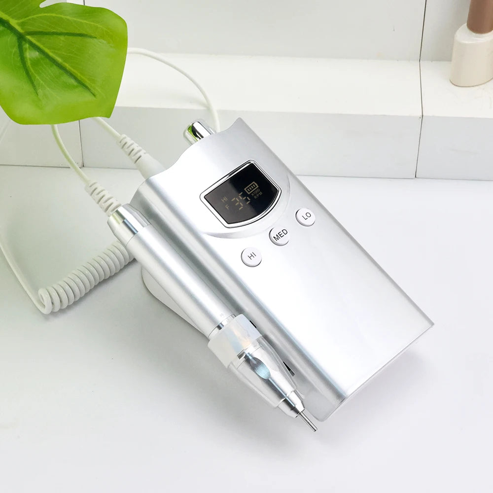 85W Cordless Nail Drill 35000RPM Rechargeable Silver