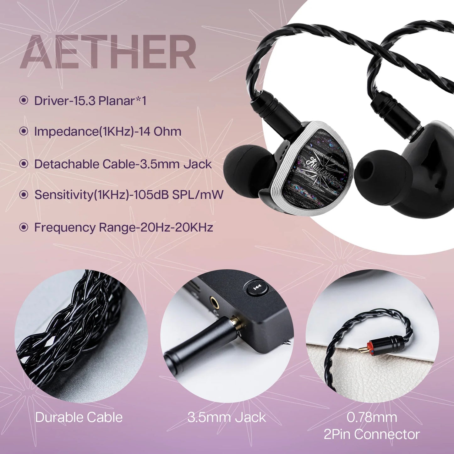 15.3mm Planar Driver IEM Earphones with Detachable Cable