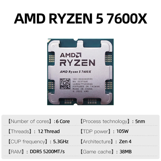 High Performance Gaming CPU Ryzen 5 7600X AM5 Socket